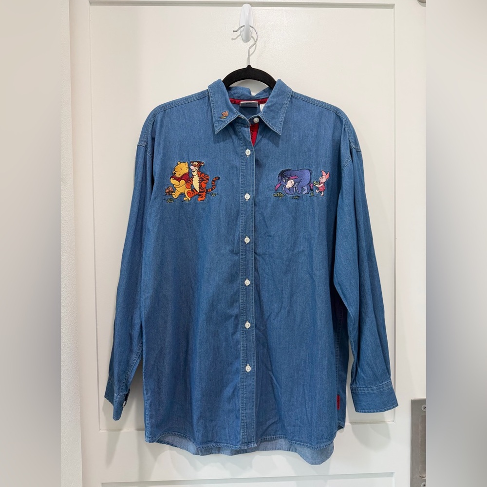 DISNEY Vintage Winnie the Pooh Denim Jean Button Up- Size M - Picture 1 of 6